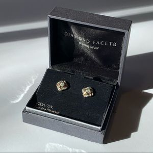 NWT Diamond Facets Earrings Sterling Silver 1/20ct. T.W. Genuine Diamond